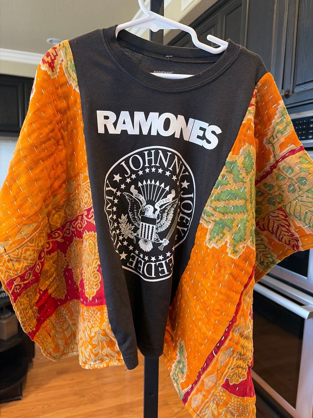 Ramones Upcycled Kantha Tunic Top Shirt OS Handmade Boho